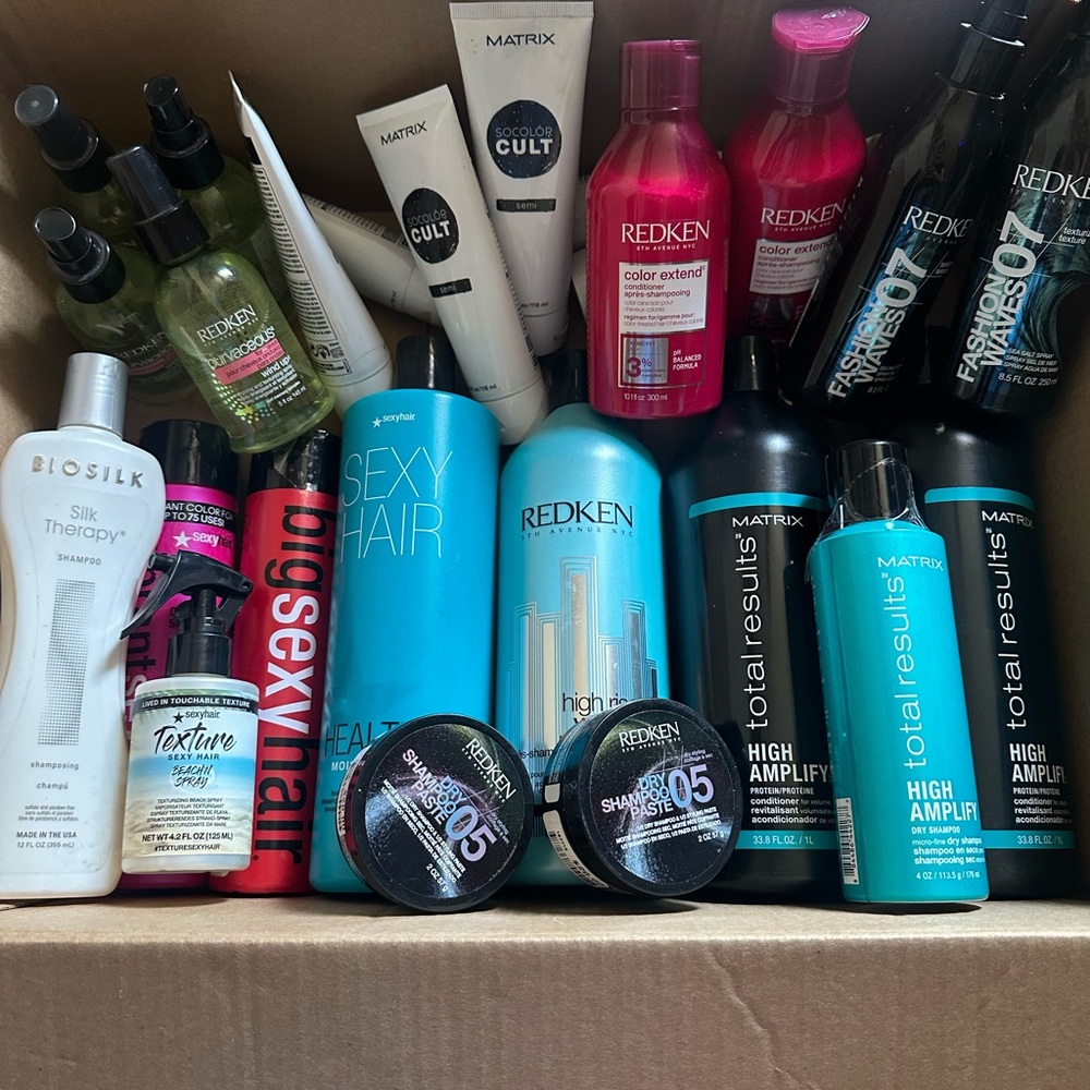 Box of hair tools